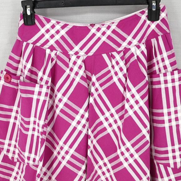 Paper Doll Skirt Juniors Large Pink White Plaid Pleated Lined Swing Rockabilly - Picture 5 of 11